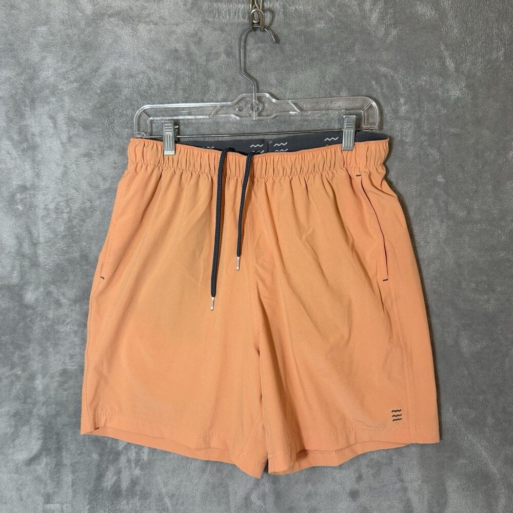 Free Fly Athletic Shorts Men Orange Size M Elastic Waist Lightweight Gorpcore